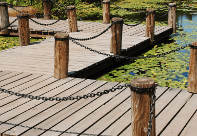 Backyard pond dock idea
