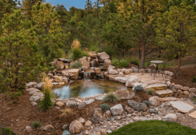 Backyard pond landscaping idea