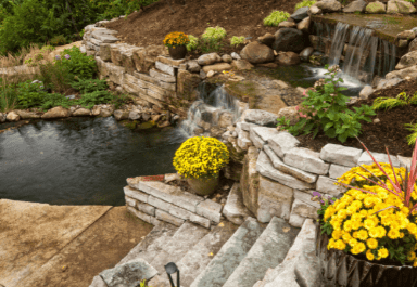 Backyard pond landscaping idea