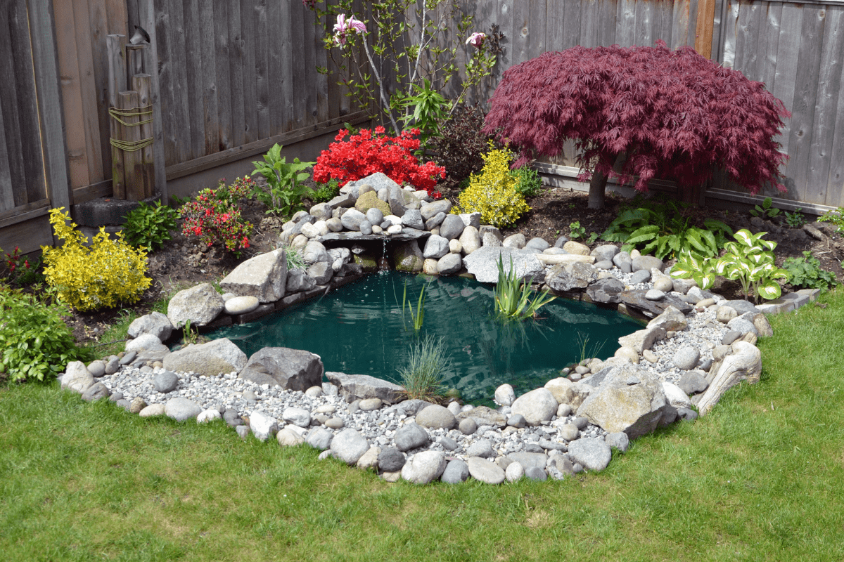 Small Corner Yard Waterfall Pond Idea 9