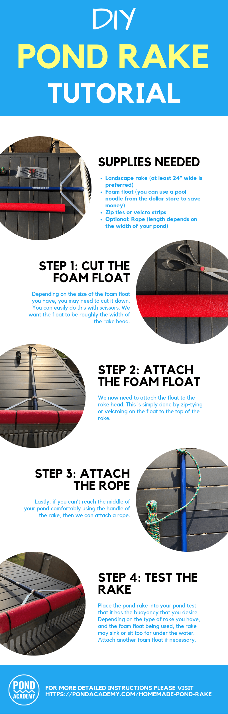 homemade pond rake infographic